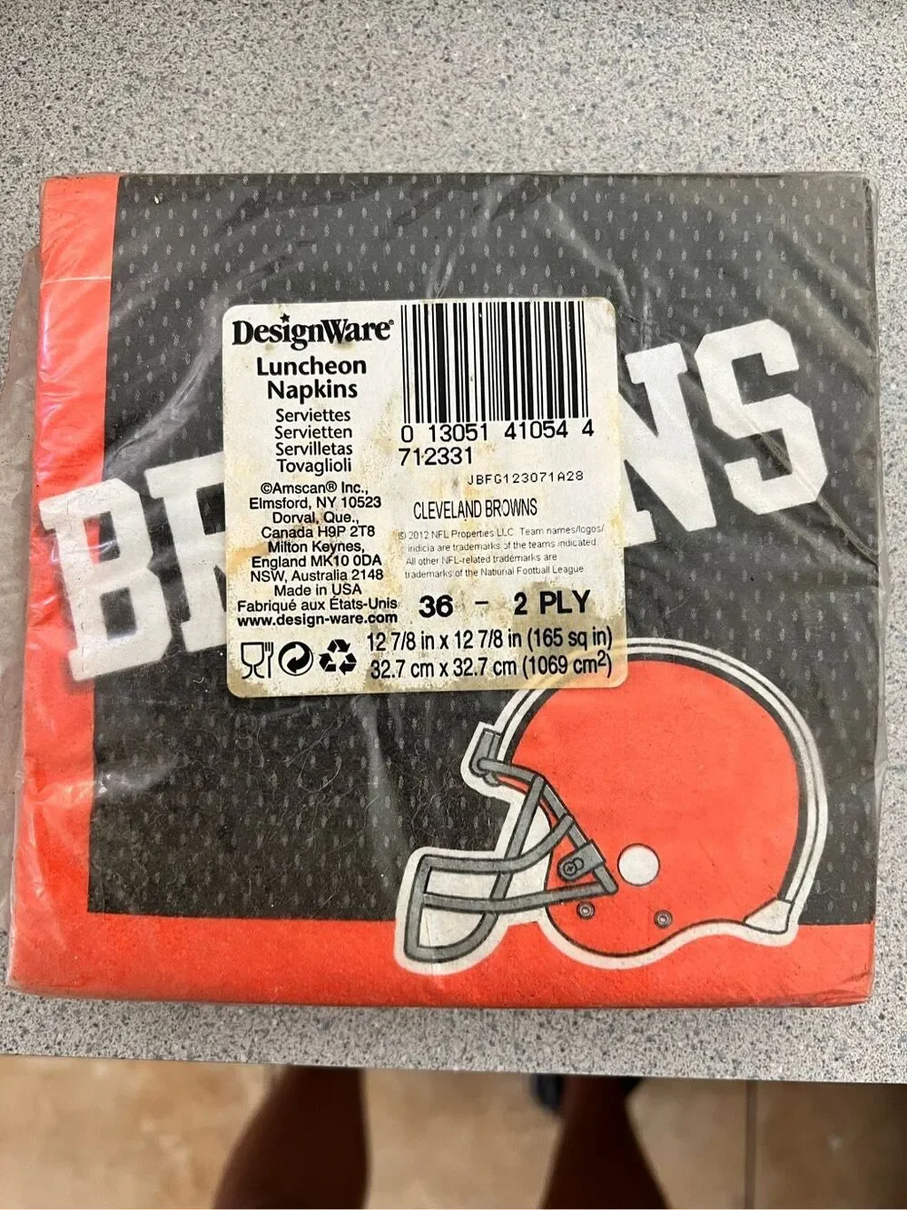 Vintage Cleveland Browns Official NFL Football Team Party Napkins New 2012